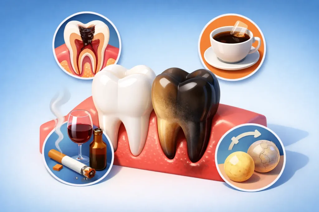 Por que o dente escurece? Entenda as causas
